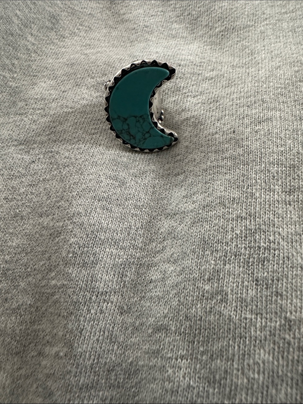 Crescent Moon Turquoise Stone Ring Pin